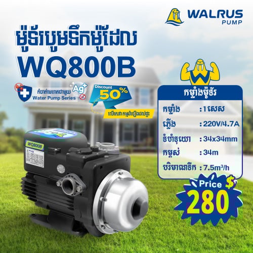 ម៉ូទ័រជម្រុញទឹកដោយស្វ័យប្រវត្តិម៉ាក Walrus ម៉ូដែល WQ800B