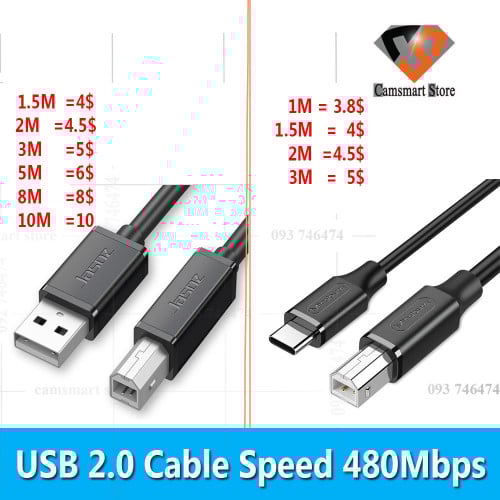 USB Printer Cable USB Type B Male to A Male USB 2.0 Cable