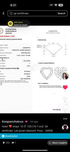 Lab grown diamond heart shape