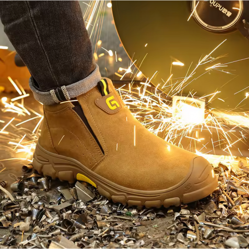 ស្បែកជើងសុវត្ថិភាពក្បាលដែកបាតដែក Guyisa / Safety Boot With Metal Head and Metal Sole