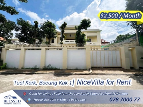 Tuol Kork, Boeung Kak 1 🏡 Villa for Rent 🏡