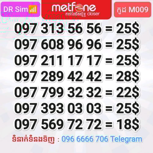 លេខស្ទួន លេខសាម Metfone