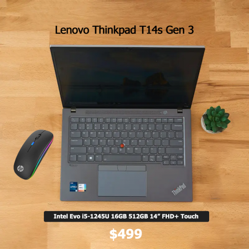 Thinkpad T14s Gen 3 | Intel Evo i5-1245U 16GB 512GB 14" FHD+ Touch - $499