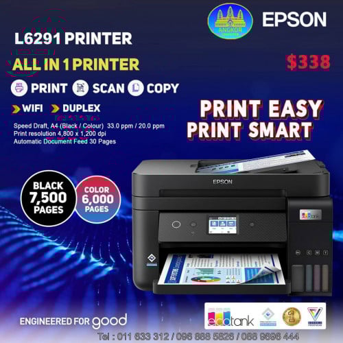 Epson EcoTank L6291 Color A4 Auto Duplex Print, Scan, Copy, ADF, Fax, Wi-Fi, Ethernet (Ink 001)