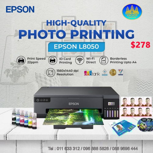 Epson EcoTank L8050 6Color A4 Only Print, Wi-Fi (Ink 057)