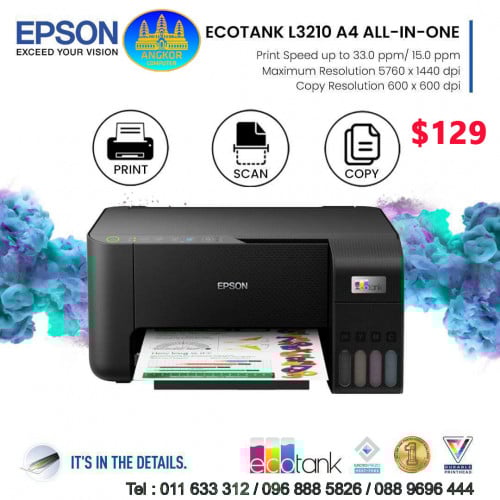 Printer Epson EcoTank L3210 A4 Color (3-in-1) (Print,Scan,Copy)
