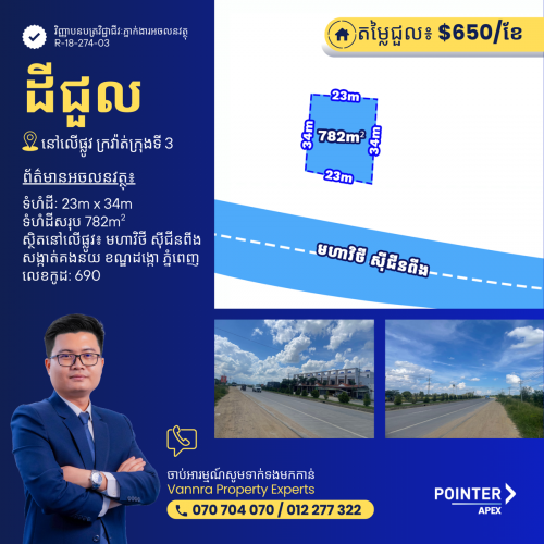 ដីជួលលើផ្លូវក្រវ៉ាត់ក្រុងទី3
