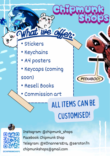 Chipmunk Shops. Custom keychains, stickers, and more!