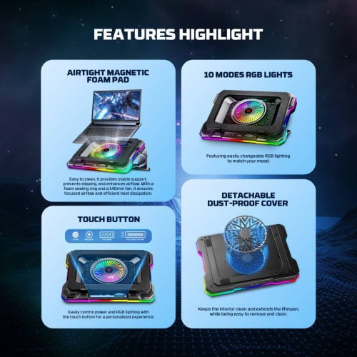 Fantech NC22 Laptop Gaming Cooling Fan with Phone Stand