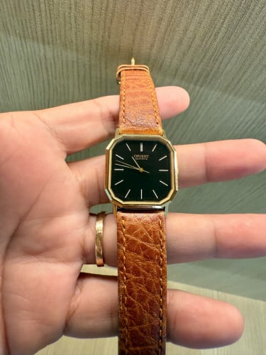 Original Super Rare Vintage Orient Tank Gold Plated Black Dial 1990s - Condition 90%