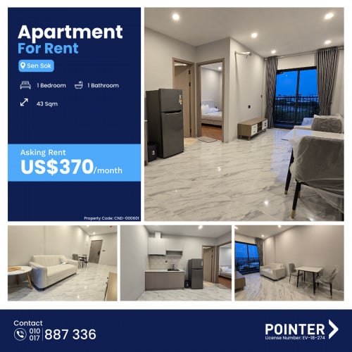 🏢 1 Bedroom Apartment For Rent in SenSok