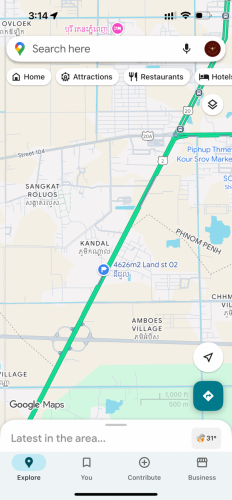 ដីលក់ ផ្លូវជាតិលេខ 2 ខណ្ឌដង្កោ សង្កាត់រលួស 4626m2 ប្លង់រឹង ម្ចាស់ផ្ទាល់