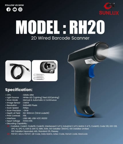 Bacode Scanner Sunlux​​ RH20