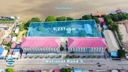 Rare Opportunity! Stunning River Views Land Plot – 5,237 sqm Along Tonle Sap River In Phnom Penh