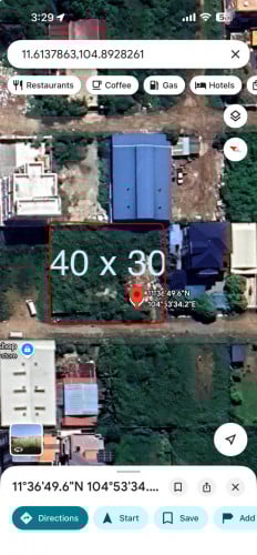 ដី មុខ40m ជម្រៅ30m ចុះពីផ្លូវជាសុផារ៉ា 140m ដល់