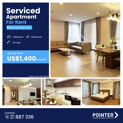 🏢 2 Bedroom Apartment for Rent in BKK1