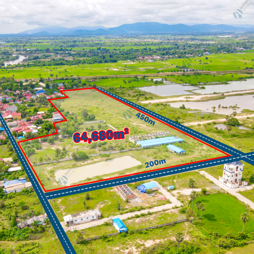 ដីខ្នាតរោងចក្រ ឫឃ្លាំងលក់បន្ទាន់ (500m ពីផ្លូវជាតិលេខ4 ដីផ្លូវ3)