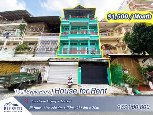 Toul Svay Prey near Olympic Market 💥 House for Rent 💥