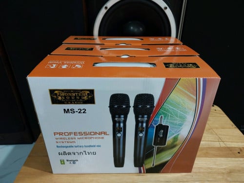 ម៉ៃក្រូហ្វូនម៉ាក Monster-MS22 មានអេកូ និងប៊្លូធូ ,ប្រើថ្មសាក
