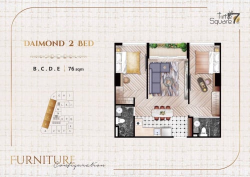 ពីរបន្ទប់គេង TIME SQUARE 7 – ទួលគោក