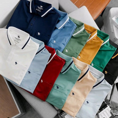 អាវយឺតដៃខ្លី កបើក ប្រេន Abee & Feetch មានហោប៉ៅ1ម៉ូតពណ៌ដូចរូបលេខ M l xl xxl 3xl 4xl (50kg-115kg)