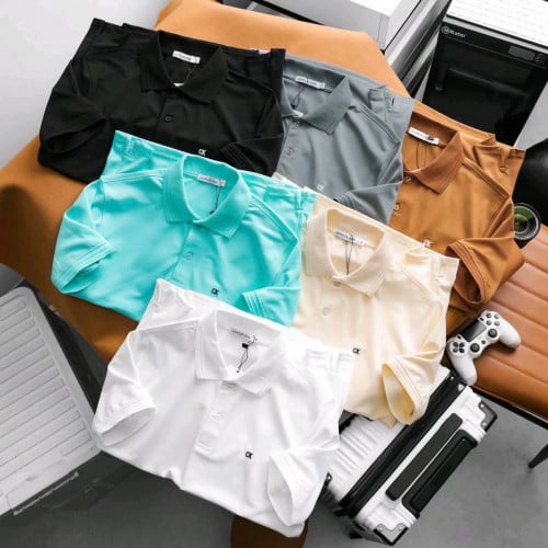 អាវយឺតដៃខ្លី កបើក ប្រេន CK 6ពណ៌ដូចរូបលេខ s m l xl xxl