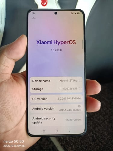 លកបន្ទា់ Xiaomi 12T Pro Ram 12+12 Memory 256 នៅស្អាត98%