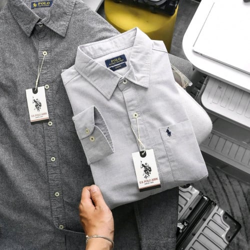 អាវសាច់ក្រណាត់ ដៃវែង ប្រេន polo ហោប៉ៅ១ ម៉ូតពណដូចរូបលេខ M l xl xxl