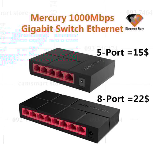 Mercury 1000Mbps 5/8 Ports Gigabit Switch Ethernet Desktop Lan Hub Full/Half Duplex Fast Switcher
