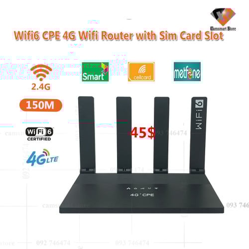 Wifi6 CPE 4G Wifi Router with Sim Card Slot RJ45 Wireless Routers 4G