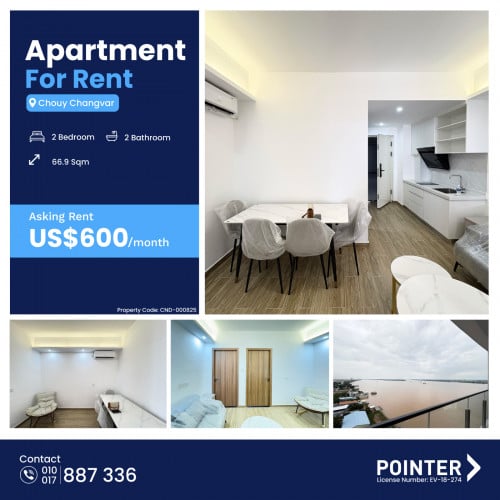 🏢 2 Bedroom Apartment for Rent and Sale in Chroy Changvar