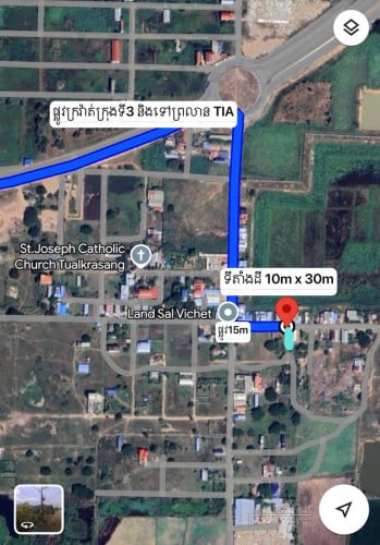 ដីលក់49,950$ នៅក្រុងតាខ្មៅជិតព្រលានយន្តហោះថ្មី