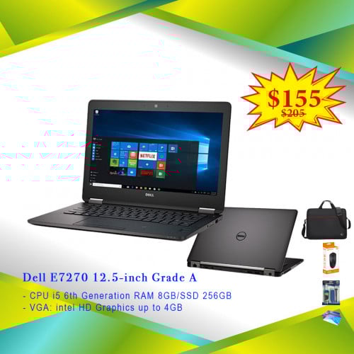 Dell E7270 12.5-inch Grade A - CPU i5 6th Generation RAM 8GB/SSD 256GB - VGA up to 4GB