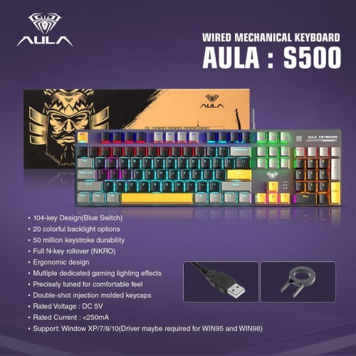 Wired Mechanical Keyboard ⌨️ AULA 500 💥❤️🥰