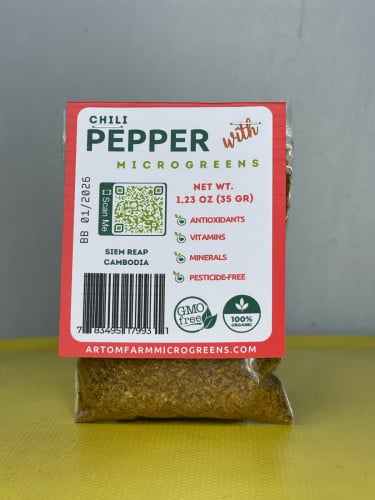 Chili Pepper Microgreens Mix with Dried Sunflower, Radish, Spinach - 35g