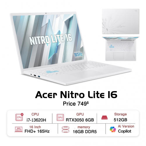 New, Acer Nitro Lite NL16-71G  (White)  $749