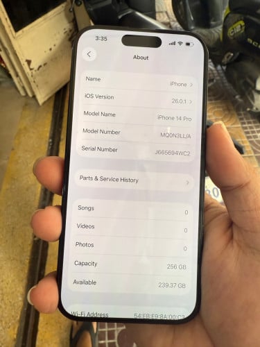 ម៉ាស៊ីន iPhone 14Pro 256G LL/A Sim 1