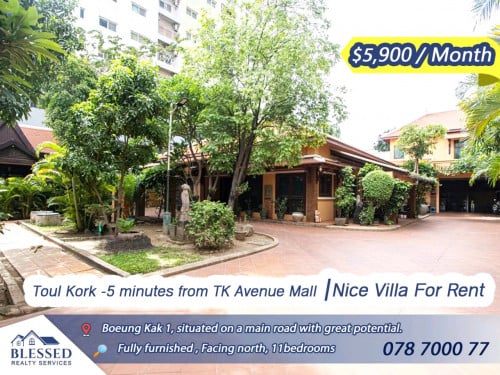 Toul Kork – Only 5 minutes from TK Avenue Mall 💥 Nice Villa for Rent