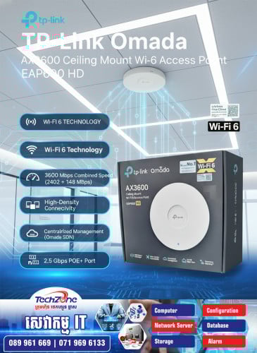 Wi-Fi 6 (AX3600) ល្បឿនលឿន រហូតដល់ 2976Mbps មើលវីដេអូ 4K បានរលូន