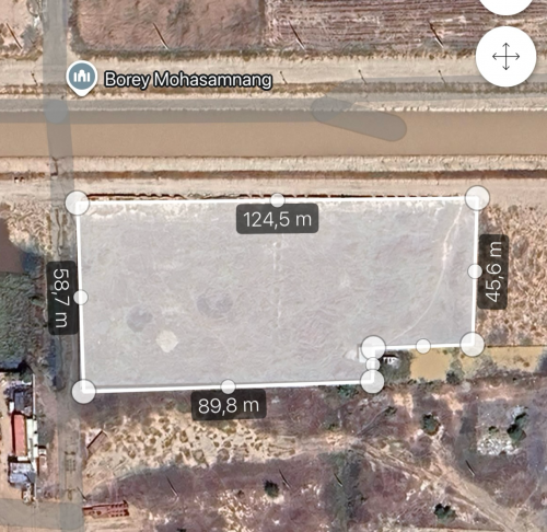 ដីលក់ទំហំ6075sqmលេីប្រឡាយតាហោ ជិតផ្លូវក្រវ៉ាត់ក្រុង និងផ្លូវជាតិលេខ៣