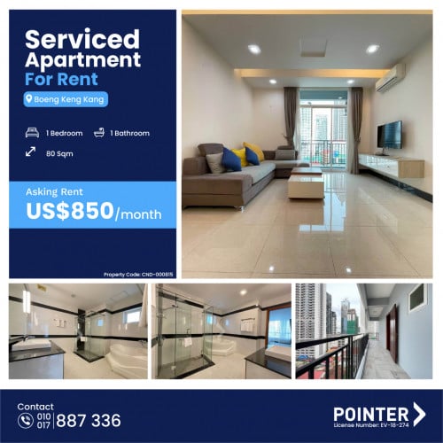 🏢 Spacious 1 Bedroom Apartment with Huge Balcony for Rent