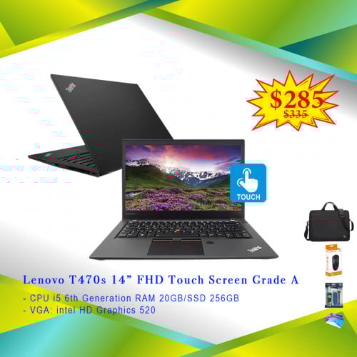 Lenovo T470s 14” FHD Touch Screen Core i5 6th RAM 20GB SSD256GB