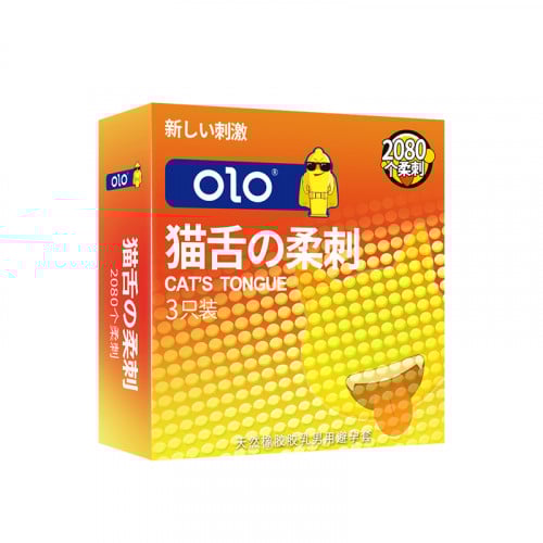 OLO Cat Tongue Condom 3pc ស្រោមអនាម័យគ្រើមរោមឆ្មារ