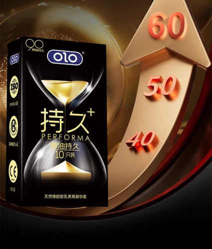 OLO Performa Black Condom 10pc ស្រោមអនាម័យស្តើង ពន្យារ