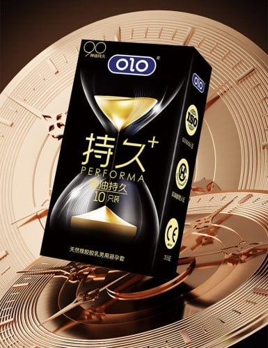OLO Performa Black Condom 10pc ស្រោមអនាម័យស្តើង ពន្យារ