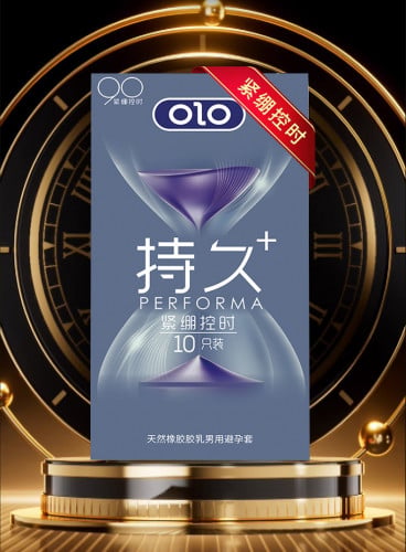 OLO Performa Black Condom 10pc ស្រោមអនាម័យស្តើង ពន្យារ