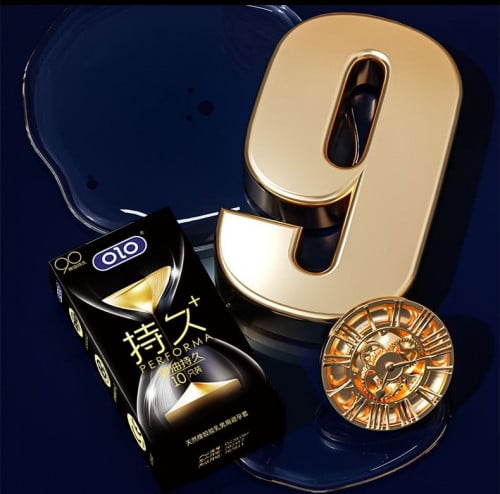 OLO Performa Black Condom 10pc ស្រោមអនាម័យស្តើង ពន្យារ