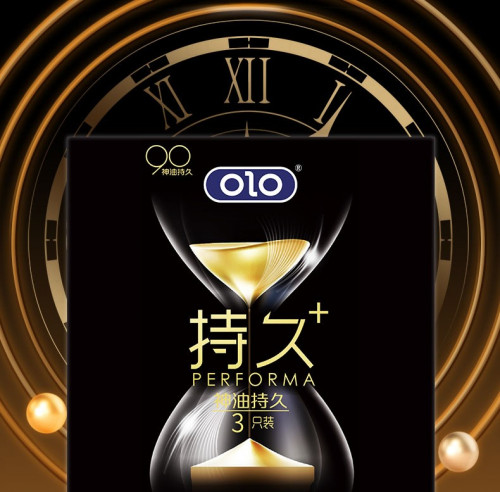 OLO Performa Black Condom 3pc ស្រោមអនាម័យស្តើង ពន្យារ