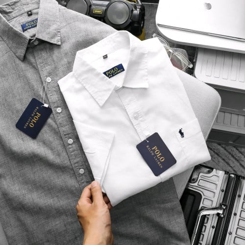 អាវសាច់ក្រណាត់ដៃខ្លី ហោប៉ៅ1 ប្រេន polo  ម៉ូតពណ៌ដូចរូបលេខ M l xl xxl