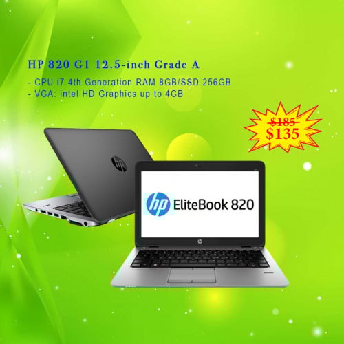 HP 820 G1 12.5-inch Grade A Core i7 4th RRAM 8GB SSD 256GB VGA intel HD